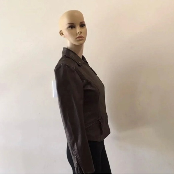 Jessica Simpson Brown Collared Girls Leather Jacket - Picture 8 of 11